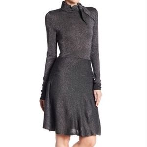 🌸Eliza J. Mock Neck Metallic Knit Dress